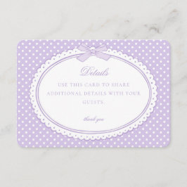 Lila Gingham Coquette Bogen Details Karte