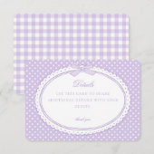 Lila Gingham Coquette Bogen Details Karte (Vorne/Hinten)