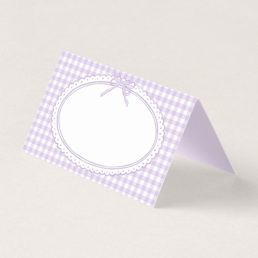 Lila Gingham Coquette Bogen Tischdeko für Platzkar (Vorderseite)