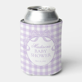 Lila Gingham Coquette Schleife Babyparty Gastgesch Dosenkühler