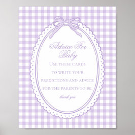 Lila Gingham Coquette Schleifen-Tipps für die Baby Poster