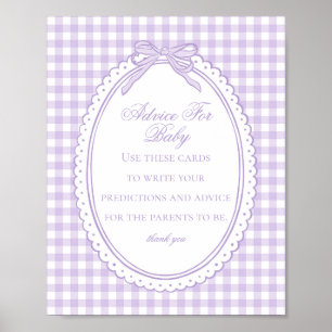Lila Gingham Coquette Schleifen-Tipps für die Baby Poster