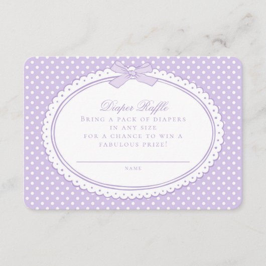 Lila Gingham Coquette Windel-Raffel Begleitkarte (Vorderseite)