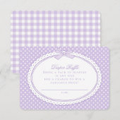 Lila Gingham Coquette Windel-Raffel Begleitkarte (Vorne/Hinten)