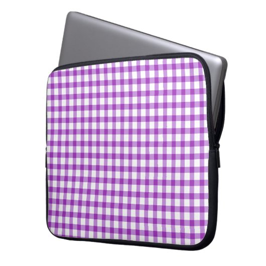 Lila Gingham Country Chic Laptopschutzhülle (Vorderseite Links)