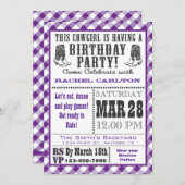 Lila Gingham Cowgirl - Geburtstagsfeier Einladung (Vorne/Hinten)