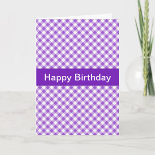 Lila Gingham Custom Birthday Card Karte
