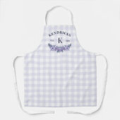 Lila Gingham Floral Family Monogram Schürze (Vorderseite)