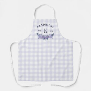 Lila Gingham Floral Family Monogram Schürze