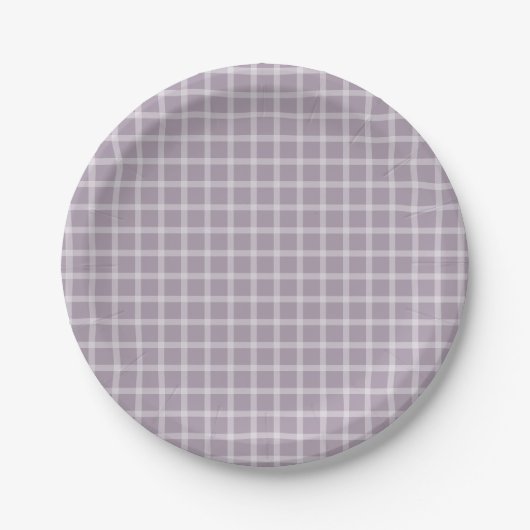 Lila Gingham Gender Neutral Baby Dusche Pappteller (Vorderseite)