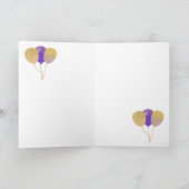Lila Gingham & Glitzer Balloons 1. Geburtstag Karte (Innenseite)