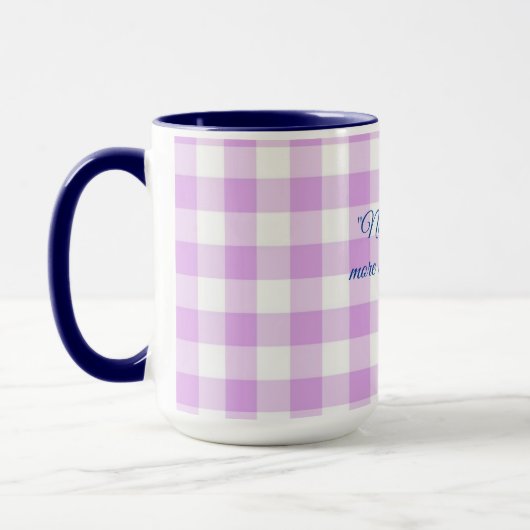 lila Gingham Goethe Zitat Tasse (Links)