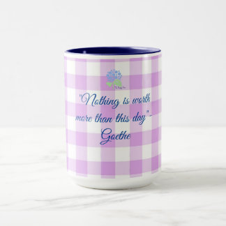 lila Gingham Goethe Zitat Tasse