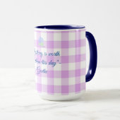 lila Gingham Goethe Zitat Tasse (VorderseiteRechts)