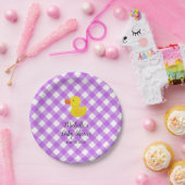 Lila Gingham-Gummientchen-Baby-Party Pappteller (Party)