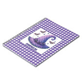 Lila Gingham Halloween-Hexenhut & Fledermäuse Notizblock (Linke Seite)