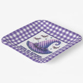 Lila Gingham-Halloween-Hexenhut & Fledermäuse Pappteller (Gewinkelt)