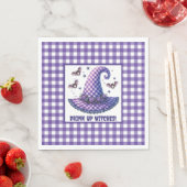 Lila Gingham-Hexenhut & Fledermäuse Serviette (Beispiel)