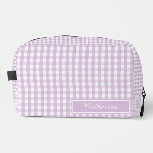 Lila Gingham Hübsche Karierte Kosmetik Schön Waschbeutel (Vorderseite)