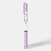 Lila Gingham-Kariert-Blumen-Monogramm Case-Mate iPhone Hülle (Rückseite / Links)