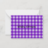 Lila Gingham Karo Kariert Tartan Name Border Mitteilungskarte (Rückseite)