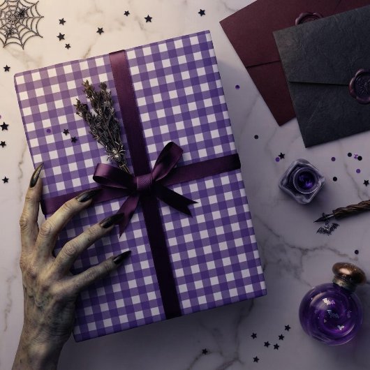 Lila Gingham-Karo-Karo Geschenkpapier