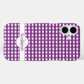 Lila Gingham Karo Mit Monogramm Custom Case Mate (Rückseite (Horizontal))