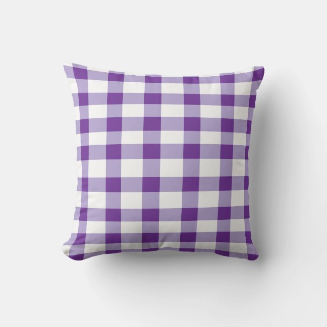 Lila Gingham Kissen (Vorderseite)