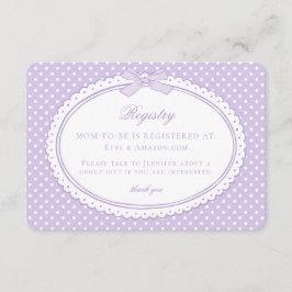Lila Gingham Kokette Bogen Baby-Registrierung Begleitkarte