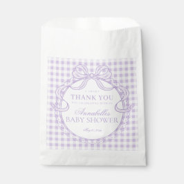Lila Gingham Kokette Bogen Babyparty-Dessert Geschenktütchen