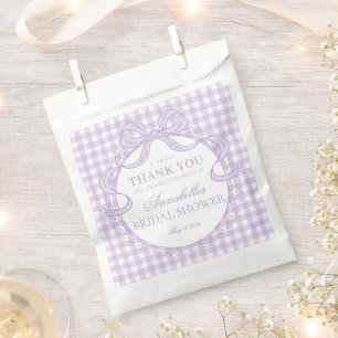 Lila Gingham Kokette Bogen Brautparty-Dessert Geschenktütchen