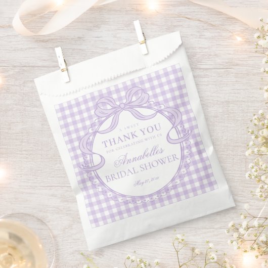 Lila Gingham Kokette Bogen Brautparty-Dessert Geschenktütchen (Ausgeschnitten)