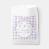 Lila Gingham Kokette Bogen Brautparty-Dessert Geschenktütchen (Vorderseite)