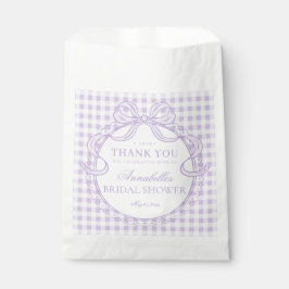 Lila Gingham Kokette Bogen Brautparty-Dessert Geschenktütchen