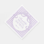 Lila Gingham Kokette Bogen Brautparty-Dessert Serviette (Ecke)