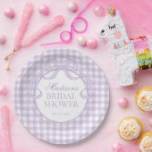 Lila Gingham Kokette Bogen Brautparty Pappteller (Party)