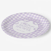 Lila Gingham Kokette Bogen Brautparty Pappteller (Schrägansicht)
