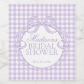 Lila Gingham Kokette Bogen Brautparty Weinetikett (Einzelnes Label)