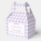 Lila Gingham Kokette Bogen Hochzeitsdusche Geschen Geschenkschachtel (Rückseite)