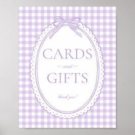 Lila Gingham Kokette Bogen Karte & Geschenke Schil Poster