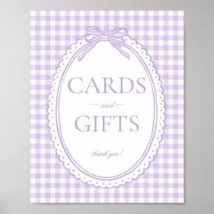 Lila Gingham Kokette Bogen Karte & Geschenke Schil Poster