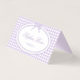 Lila Gingham Kokette Bogen Tischdeko für Platzkart