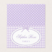 Lila Gingham Kokette Bogen Tischdeko für Platzkart (Außenseite Aufgefaltet)