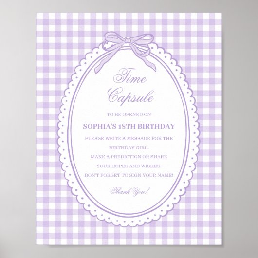 Lila Gingham Kokette Bogen Zeitkapsel Spiel Poster (Vorne)