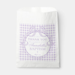 Lila Gingham Kokette Schleife Taufe Dessert Geschenktütchen