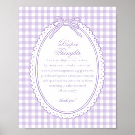 Lila Gingham Kokette Schleife Windel Gedanken Baby Poster