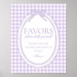Lila Gingham Kokette Schleifen Dekoration Schild