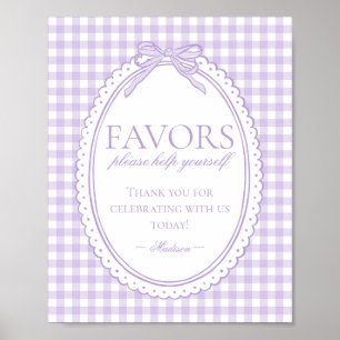 Lila Gingham Kokette Schleifen Dekoration Schild