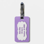 lila Gingham mit abgeschrägtem Tag Gepäckanhänger (Rückseite vertikal)