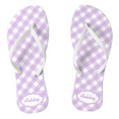 Lila Gingham Monogram Badesandalen (Fußbett)